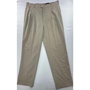 Neiman Marcus Italian Wool Pleated Dress Pants Brown 34/32
